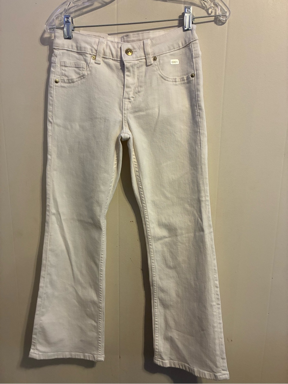 H&M White Flared Jeans with Gold-Tone Details